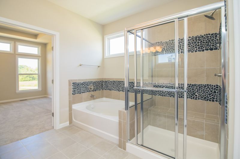 Contemporary Shower with Stone Accents